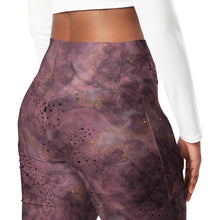 Load image into Gallery viewer, Glitter Grunge Burgundy Flare leggings