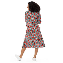 Load image into Gallery viewer, Retro Optical Red long sleeve midi dress