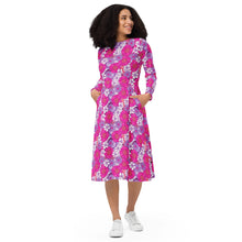 Load image into Gallery viewer, Flowah Powah Pink long sleeve midi dress