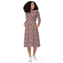 Load image into Gallery viewer, Retro Optical Red long sleeve midi dress
