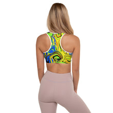 Load image into Gallery viewer, Twirly Yellow Padded Sports Bra