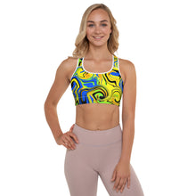 Load image into Gallery viewer, Twirly Yellow Padded Sports Bra