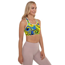 Load image into Gallery viewer, Twirly Yellow Padded Sports Bra