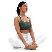 Load image into Gallery viewer, Glitter Grunge Bottle Green Padded Sports Bra
