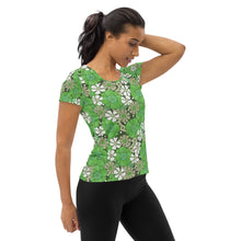 Load image into Gallery viewer, Flowah Powah Green Women's Athletic T-Shirt