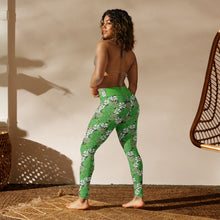 Load image into Gallery viewer, Flowah Powah Green Yoga Leggings