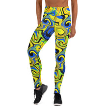 Load image into Gallery viewer, Twirly Yellow Yoga Leggings
