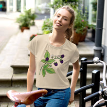 Load image into Gallery viewer, Blackberries Cream Crop Tee