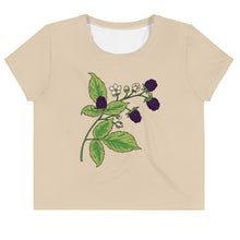 Load image into Gallery viewer, Blackberries Cream Crop Tee
