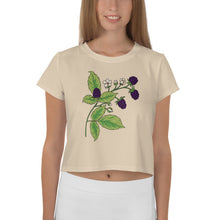 Load image into Gallery viewer, Blackberries Cream Crop Tee