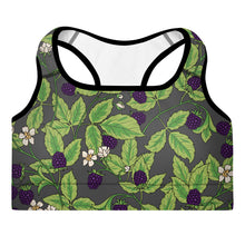 Load image into Gallery viewer, Blackberries Anthracite Padded Sports Bra
