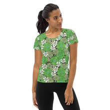 Load image into Gallery viewer, Flowah Powah Green Women&#39;s Athletic T-Shirt
