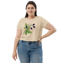 Load image into Gallery viewer, Blackberries Cream Crop Tee
