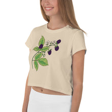 Load image into Gallery viewer, Blackberries Cream Crop Tee
